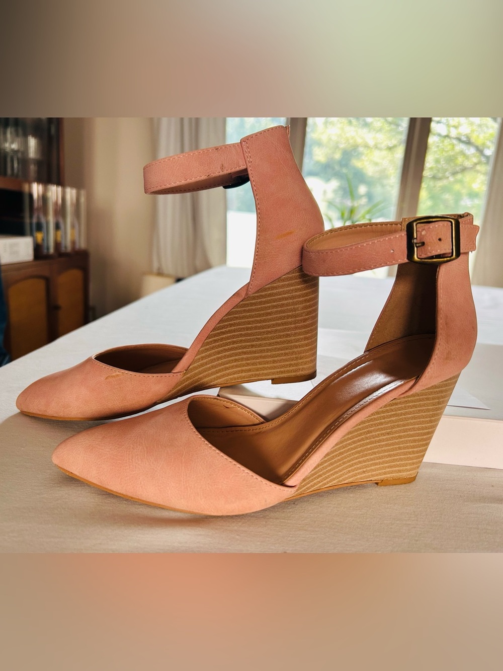 Ankle-Strap Pink Wedge Heels - Chic Everyday Comfort